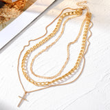 Mix And Match Cross Chain Necklace Cross Heart-shaped Pendant Multi-layer