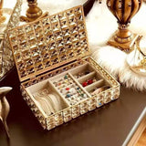 Crystal Jewelry Storage Box Flip Table Earrings Necklace Watch Flannel Box
