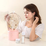 LED Light Jewelry Storage Box Makeup Organizer USB Charge Case Desktop Dust Proof Drawer Earrings Necklace Display Holder