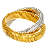 Golden Stainless Steel 18K Bracelet With Double Rings