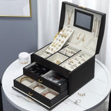 Portable Multi Layer Jewelry Storage Box Necklace Ear Stud Bracelet Gift Three Layer