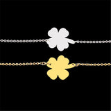 Four Petals Three Leaf Bracelet Charm Woman Jewelry Stainless Steel Friend Gift