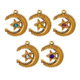 Fashion Jewelry Stainless Steel Moon Pentagram Glittering Crystal Pendant