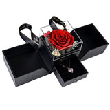 Preserved Flower Acrylic Cover Necklace Ring Earring Jewelry Box